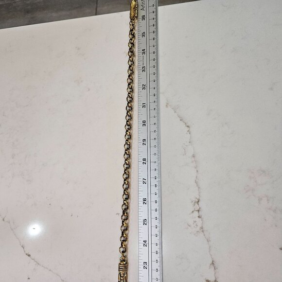 Vintage Solid Brass Gold Tone Couture Chain Ornate Chain Link Belt Boho - Picture 5 of 7